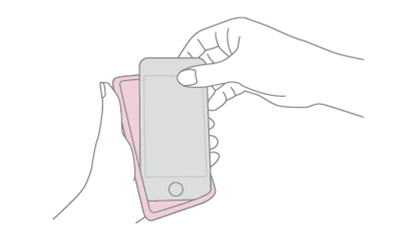 iPhone下部をケースに差し込むイラスト